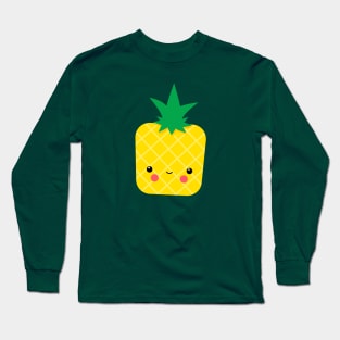 Kawaii Fruit Illustration with a cute Pineapple for Kids Long Sleeve T-Shirt